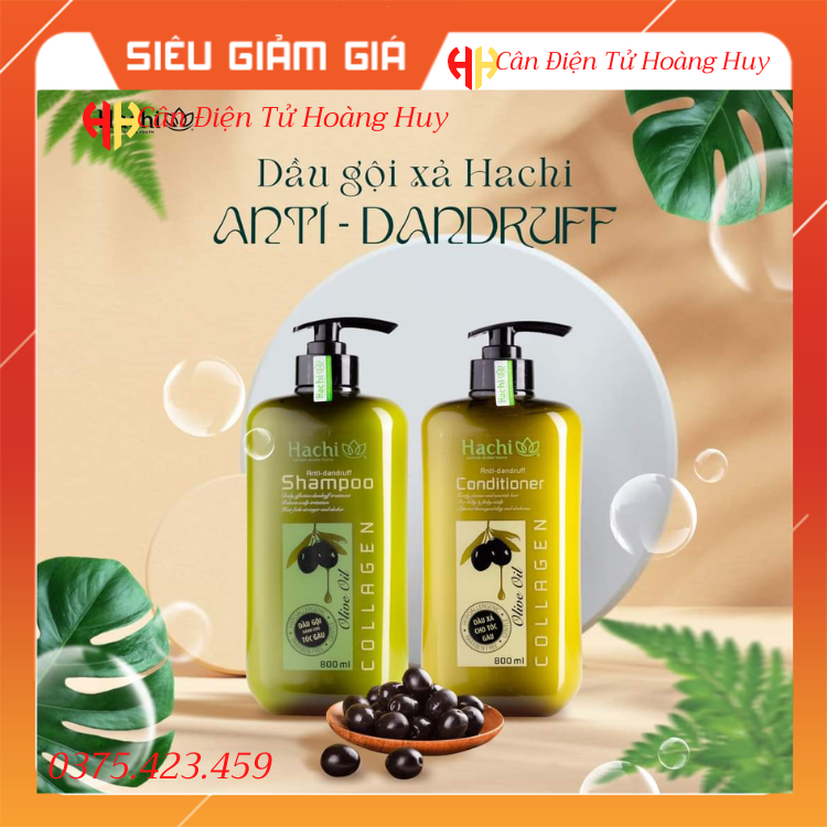 Cặp Dầu Gội Xã Oliu HACHI 800ml Dành Cho Tóc Gàu