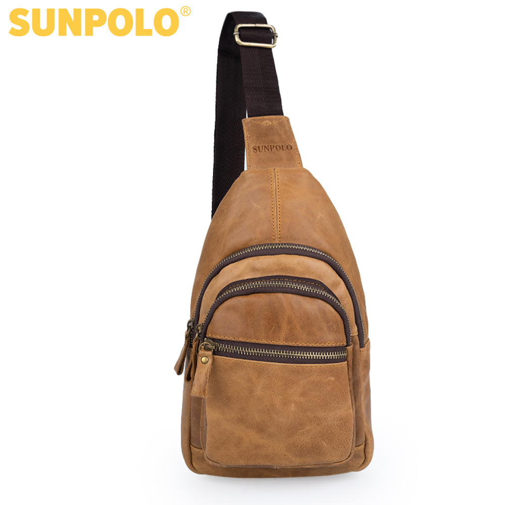 Men leather chest bag sunpolo stu103