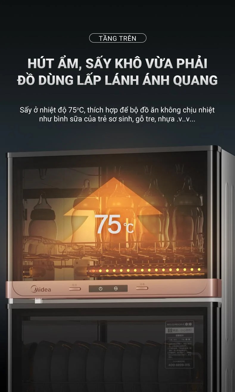 [Trả góp 0%]Tủ sấy chén bát khử trùng Midea MXV-ZLP80XC65-R