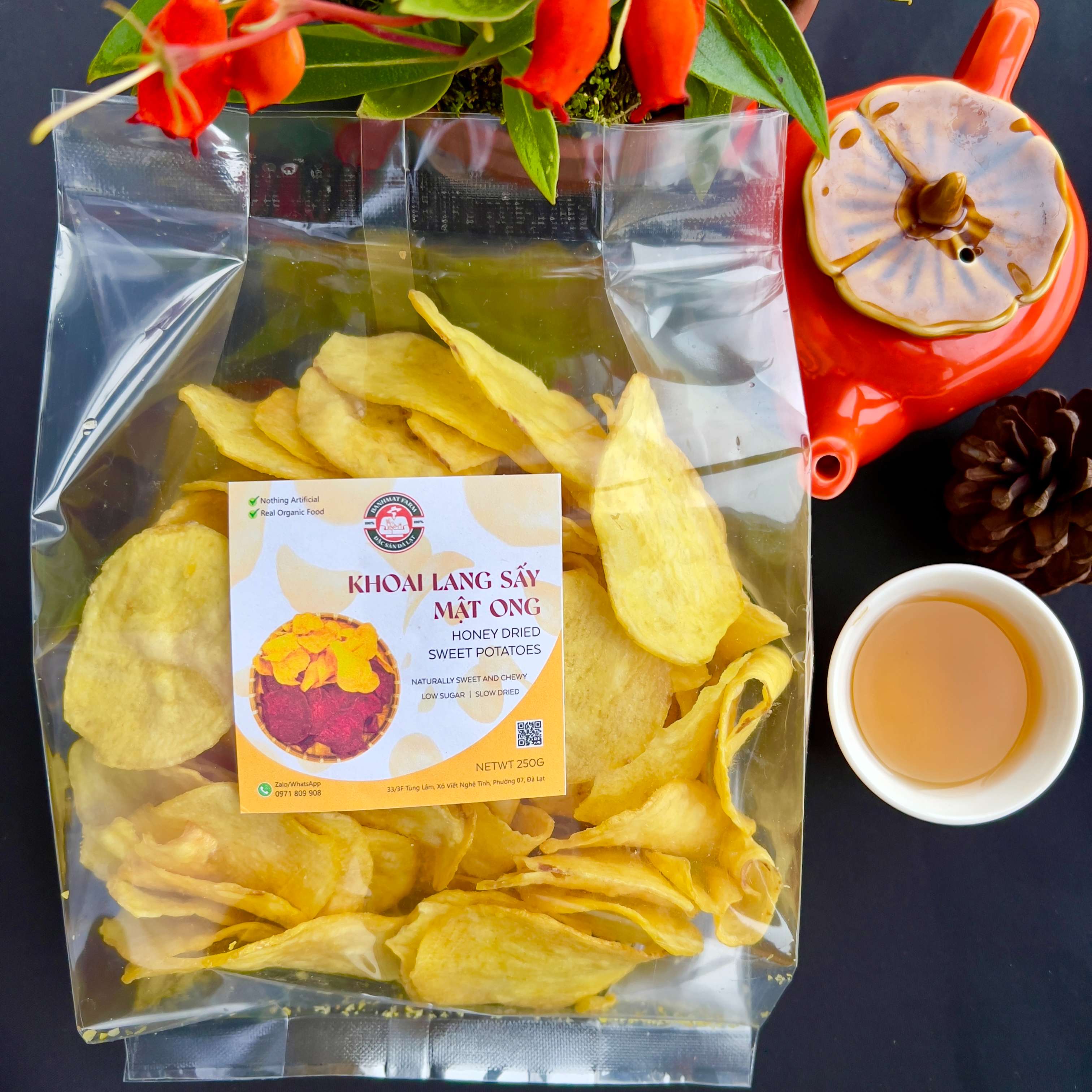Khoai lang sấy giòn mật ong 500gr thơm ngon BanhMat Farm không đường đặc sản Đà Lạt