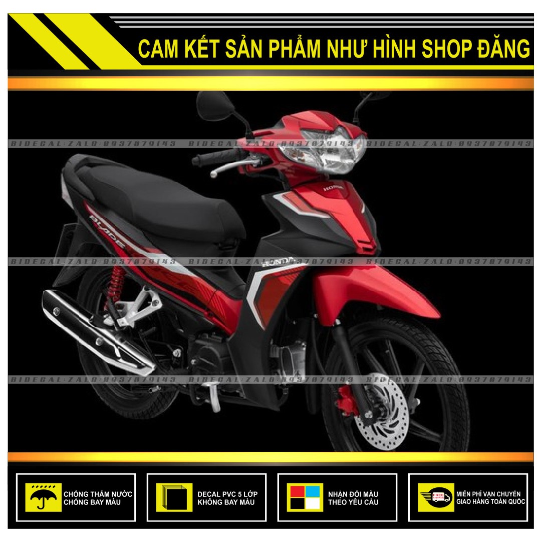 TEM RỜI WAVE BLADE 110 CHẾ MẪU 2021 PHỐI ĐỎ ĐEN ( DECAL CAO CẤP - KHÁNG NƯỚC - KHÔNG BAY MÀU )