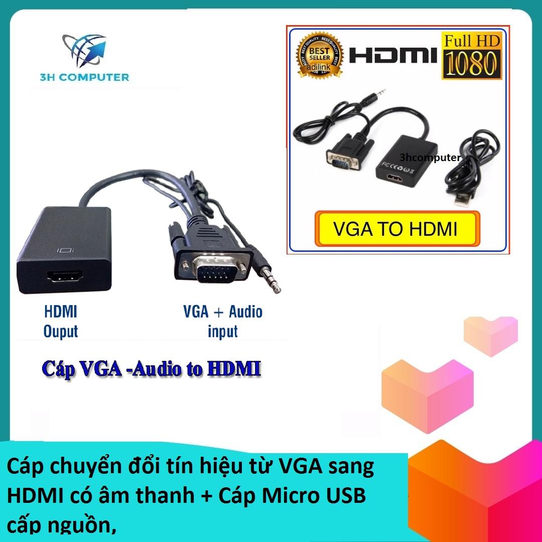 [HCM]Cáp chuyển đổi tín hiệu từ VGA sang HDMI có âm thanh + Cáp Micro USB cấp nguồn thiết bị truyền tín hiệu từ máy tính bànlaptoptivi box ra tivimáy chiếumàn hình máy tính