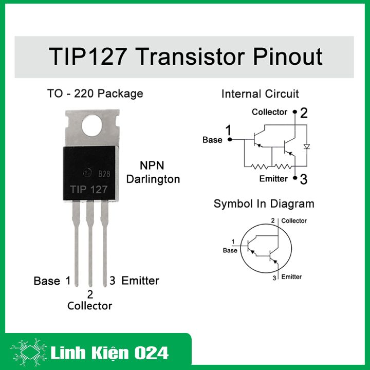 Transistor TIP127 TO-220 PNP 100V-5A công suất 65W
