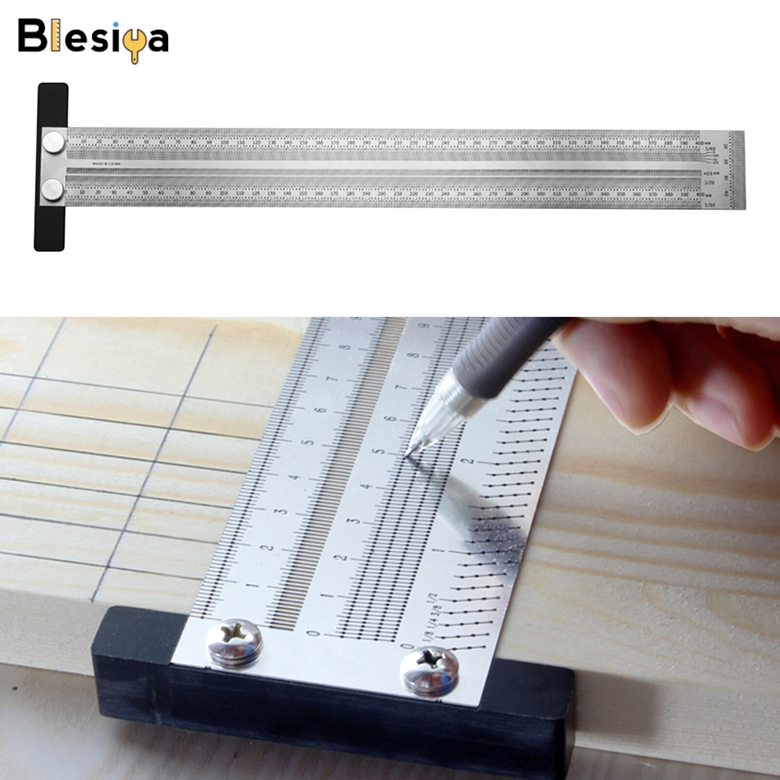 Blesiya thước đo lỗ chữ t, máy đo vạch vạch đánh dấu gia công gỗ thợ mộc