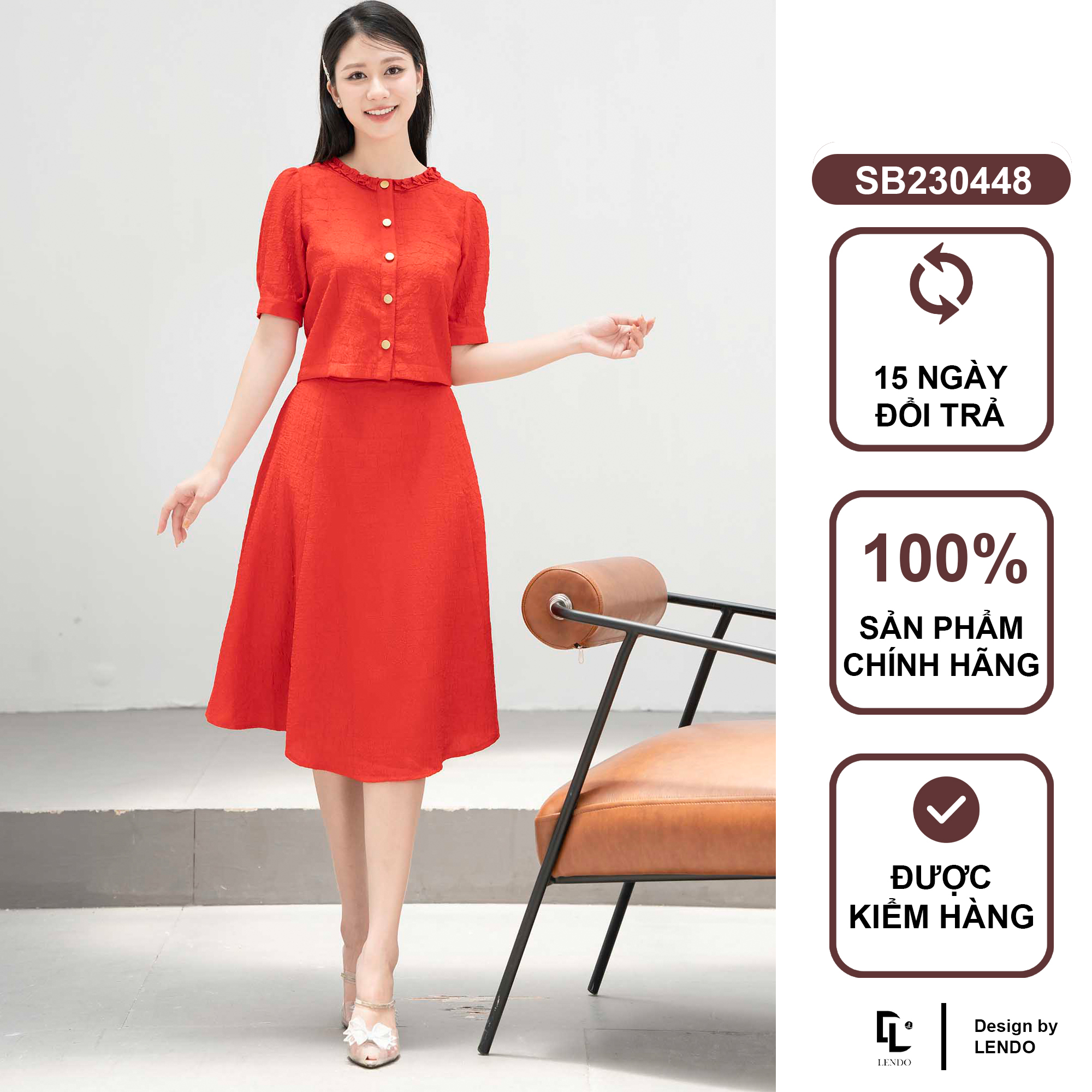 Lendo bottoming shirt short sleeve ruffles collar set