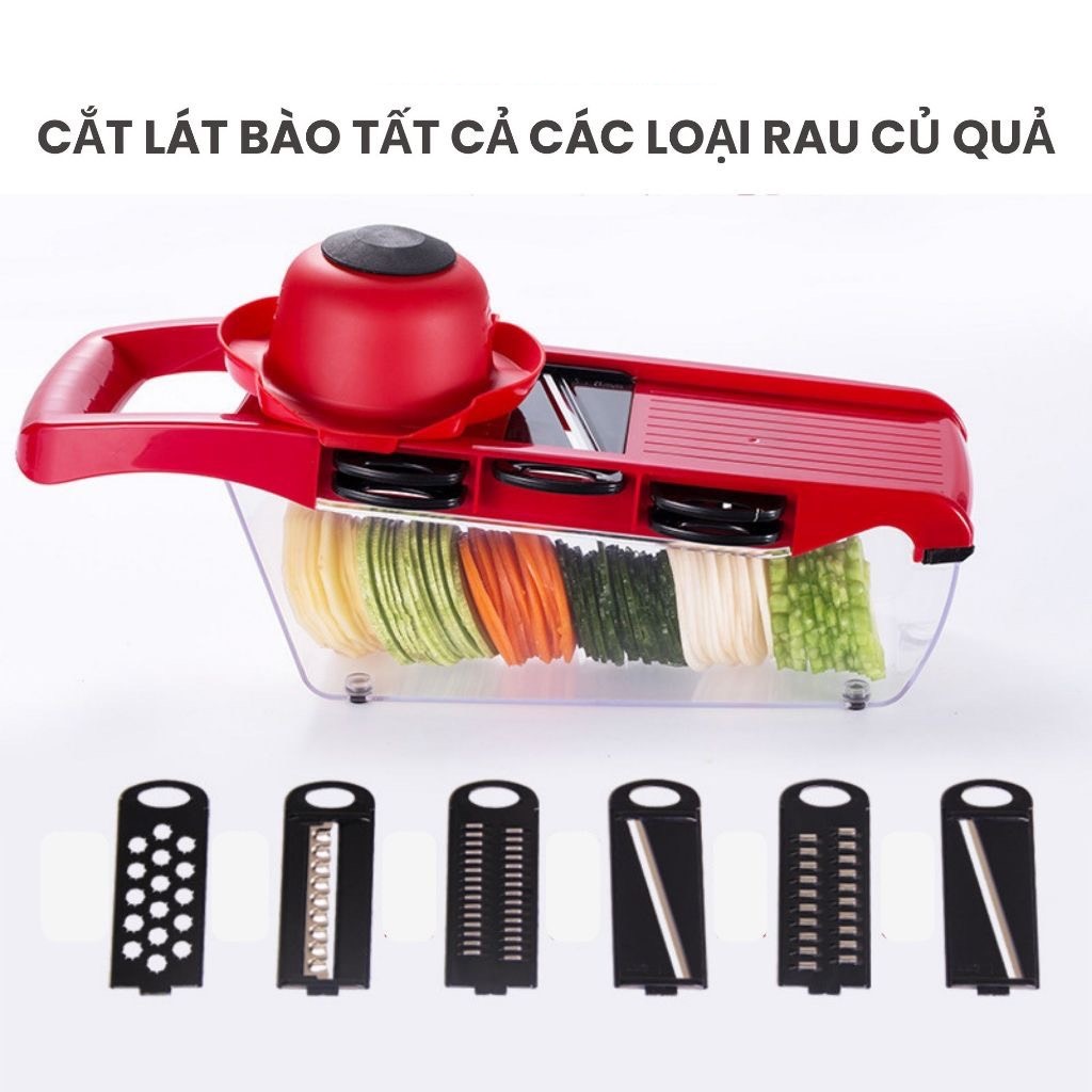 Dụng cụ bào rau củ quả đa năng 6 lưỡi cắt - Máy cắt rau củ tích hợp cắt thái gọt nạo bào rau củ quả đa năng