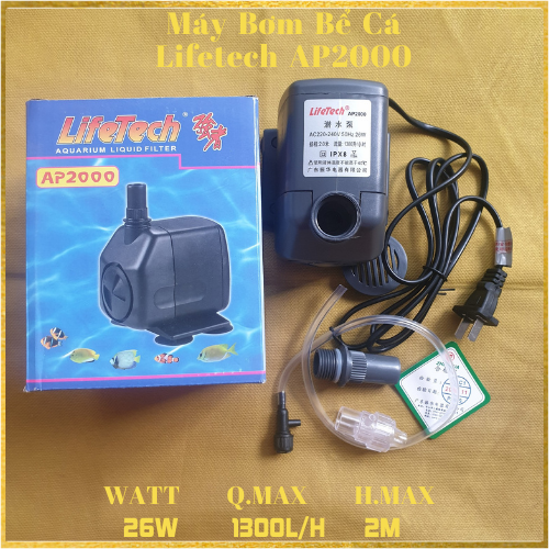 Máy Bơm Nước Lifetech AP2000 (26W-1300L/H-1.5M) - Máy Bơm Lifetech AP2000 Cho Hồ Cá