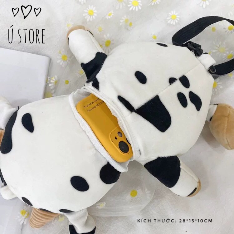 Túi đeo chéo bò sữa bông