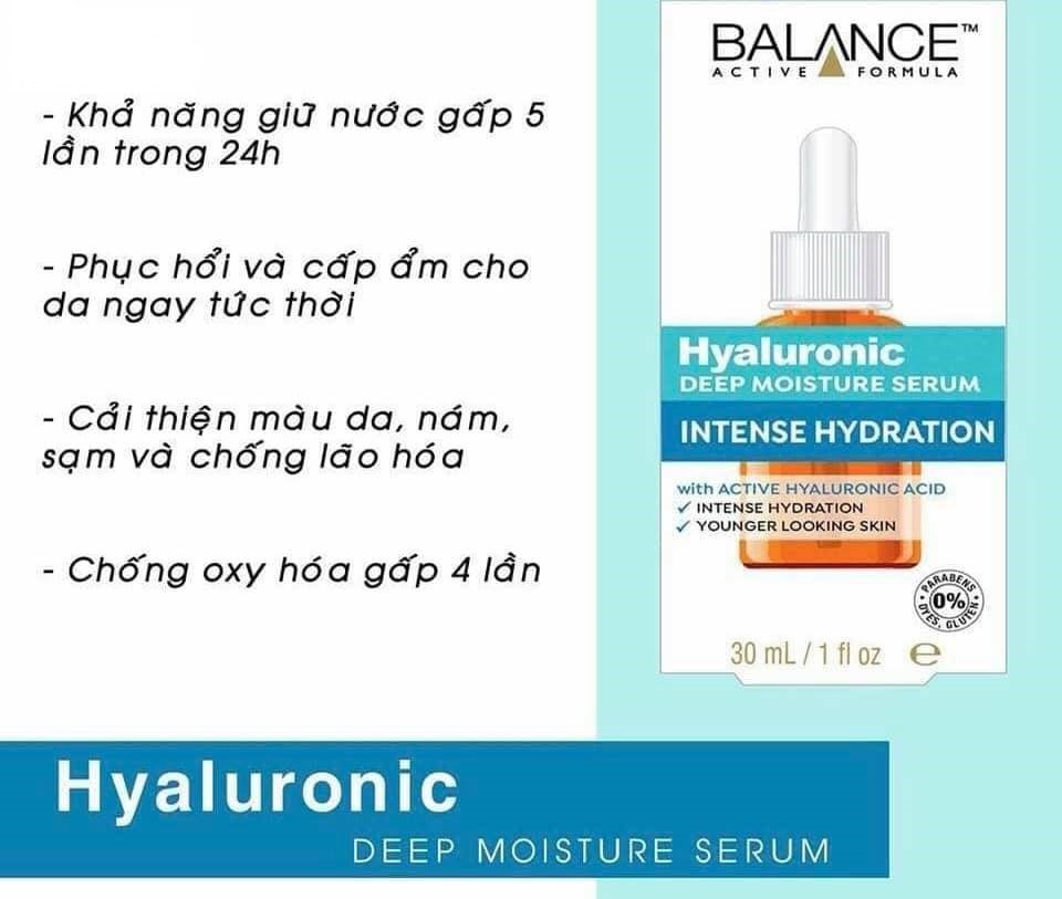 Serum Cấp Nước Dưỡng Ẩm Balance Active Formula Hyaluronic Deep Moisture 30ml