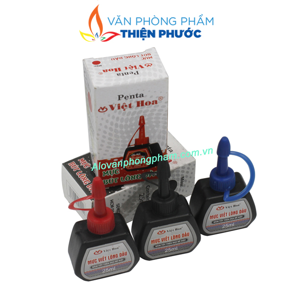 Mực lông dầu Penta 25ml 3 màu xanh đỏ đen THIỆN PHƯỚC