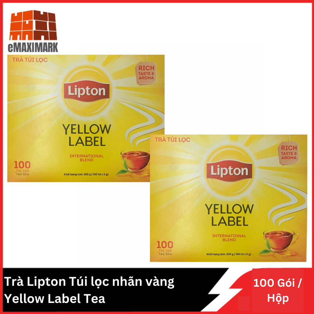 [HCM ship 2h] Combo 2 Trà Lipton Túi Lọc Nhãn Vàng Yelow Label Tea Hộp 100 Gói