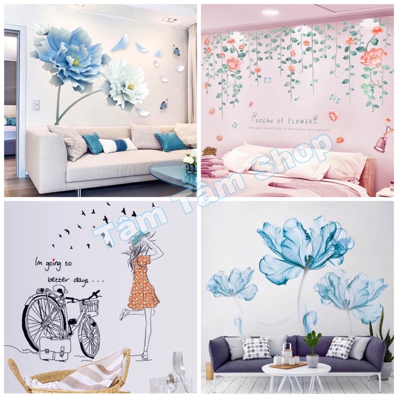Decal dán tường nhiều mẫu xinh xắn.