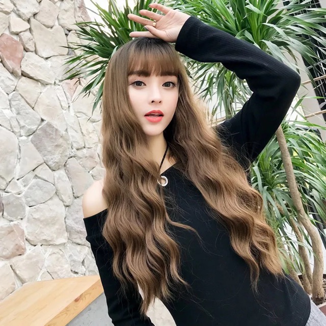 Tóc Giả Nữ Cả Đầu 🎀🎀 Tóc Giả Cả Đầu Xoăn Dợn Sóng Hàn Quốc- Mã 8102K