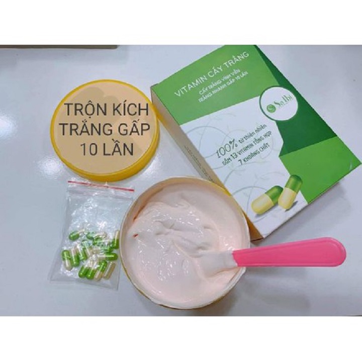 10 viên cấy trắng Sa Thị  Trộn Kem Tăng Hiệu Quả Kích Trắng