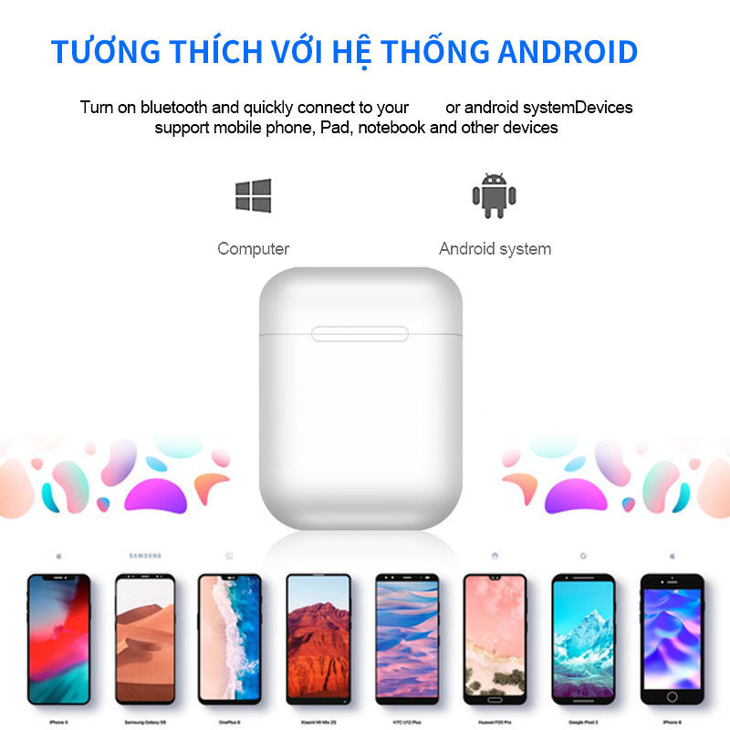 Tai Nghe Bluetooth i12s Đa Chức Năng Hỗ Trợ Cho Mọi Dòng Máy, Cửa Sổ Kết Nối - Tai Nghe Bluetooth Mini Không Dây, Tai nghe bluetooth
