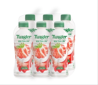 [Grocey Gift] Lốc 6 Chai Nước Uống Sữa Trái Cây Twister Vị Dâu (290ml) thumbnail