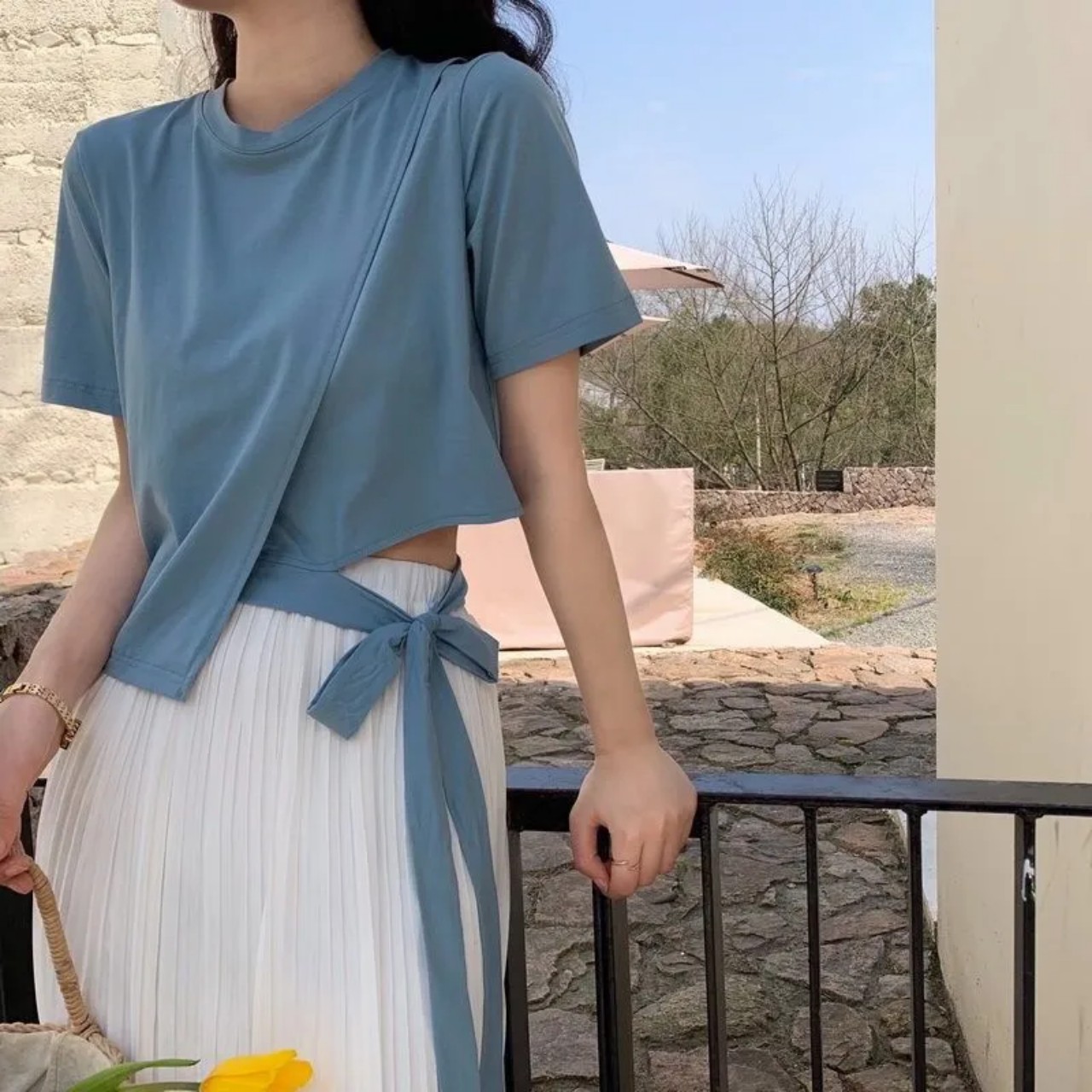 Aó Thun Captop Cột Dây Cute Dễ Thương