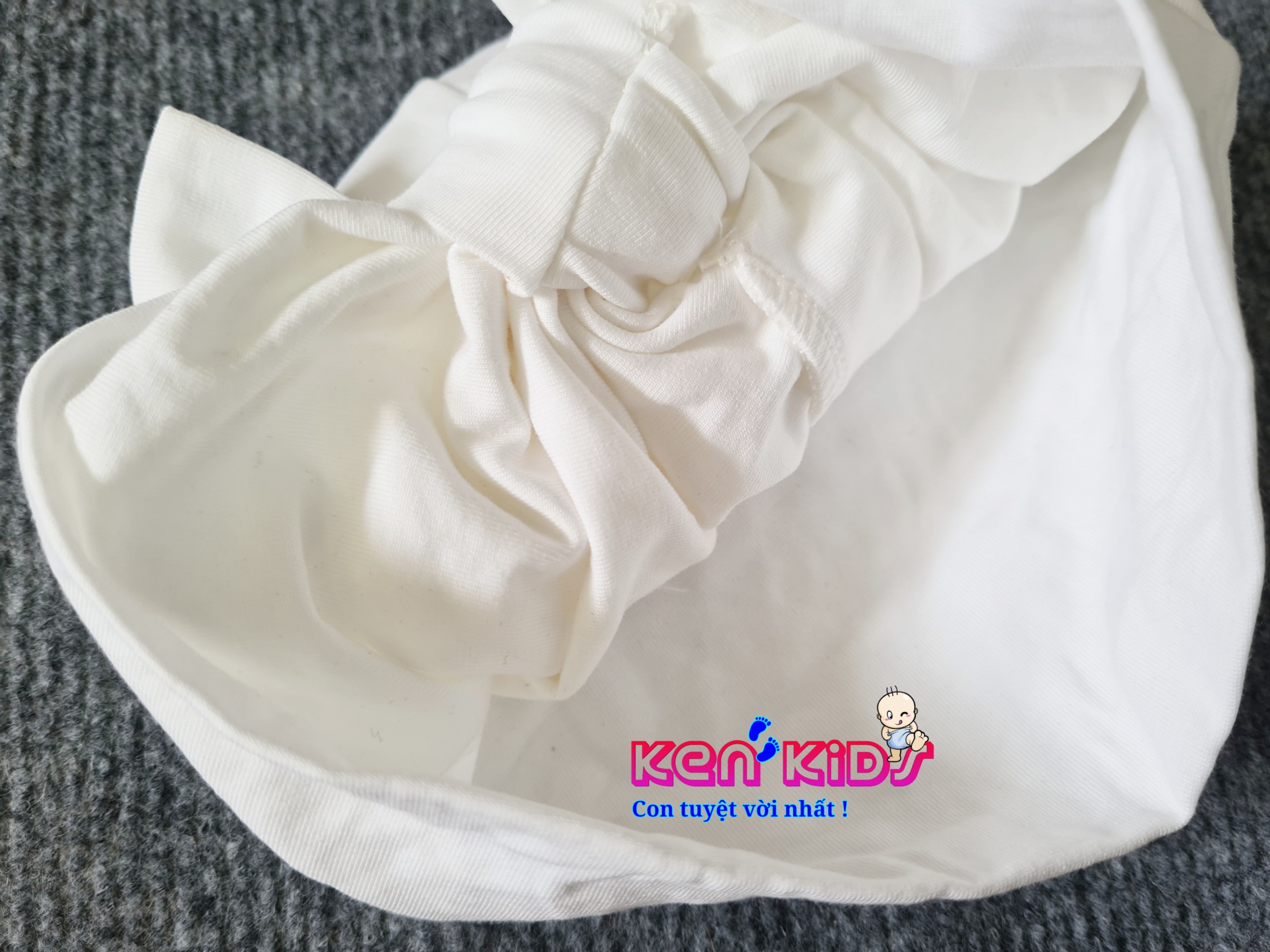 (5-10kg) Nón mũ Turban kiểu Ấn màu trắng cho bé