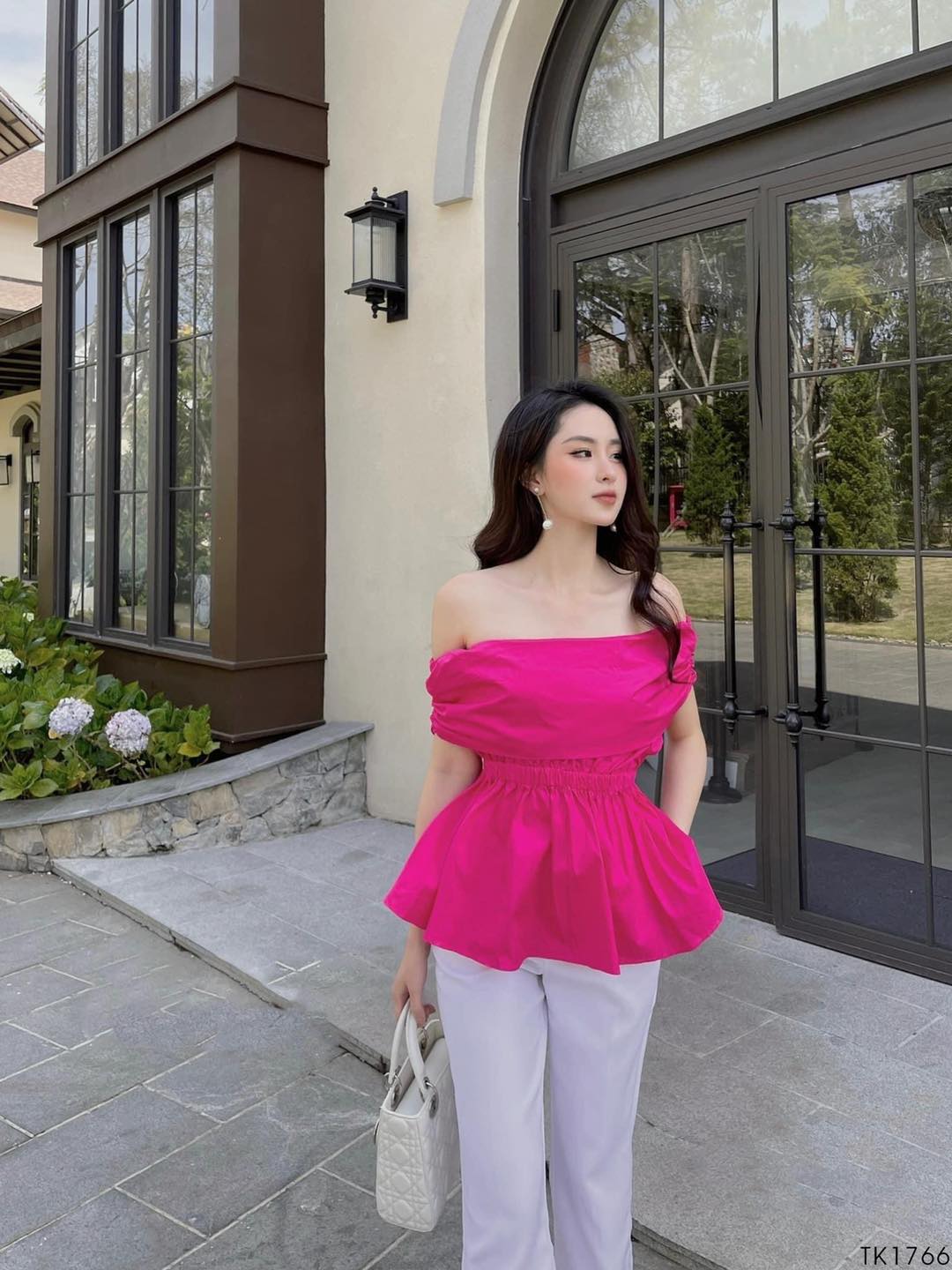 [Ảnh thật] Áo peplum trễ vai thun bo eo xinh xắn
