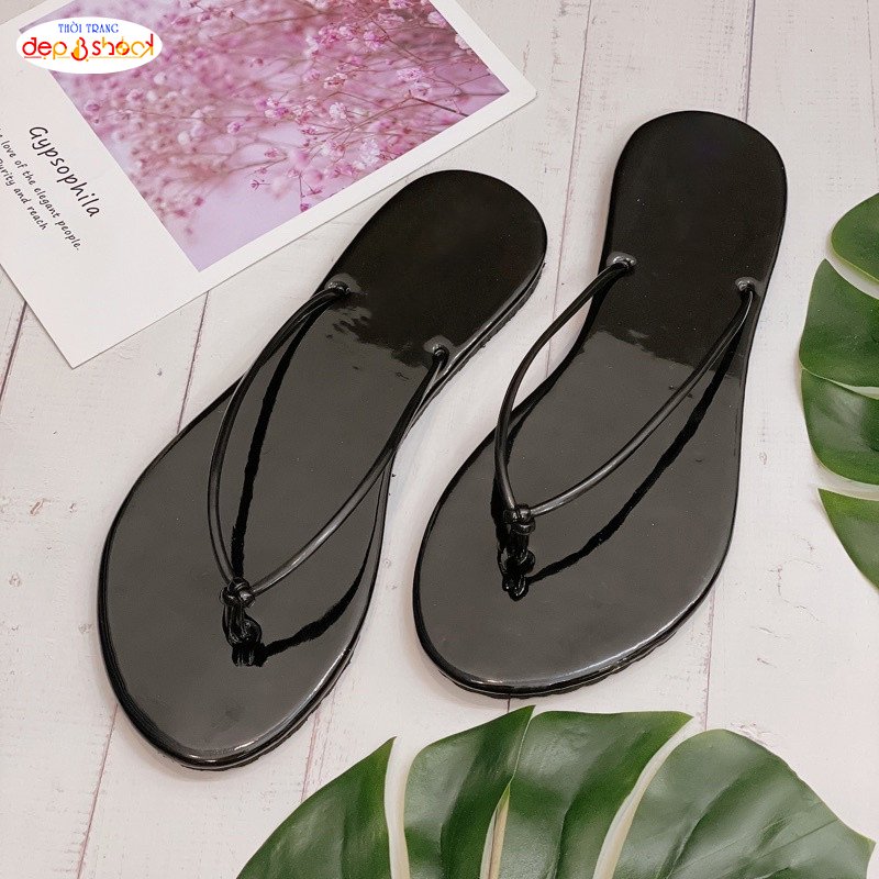 Dép lê nữ - Dép kẹp nữ xỏ ngón quai dây da bóng hot trend big size 42 43
