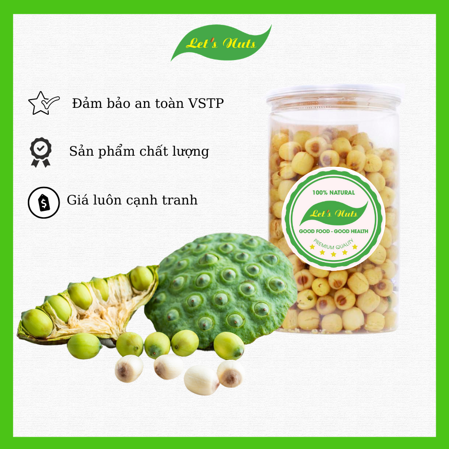 Hạt sen Đồng Tháp sấy khô Let's Nuts hộp 500g dùng nấu chè, chưng yến...