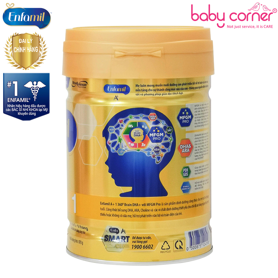 Sữa Bột Enfamil A+ Số 1 (0-6 tháng) 870g, Hạn sử dụng it nhất 10 tháng