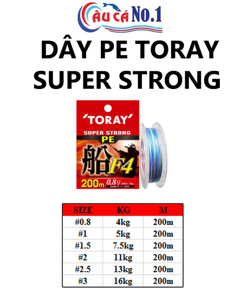 Dây câu pe toray super strong f4 200m