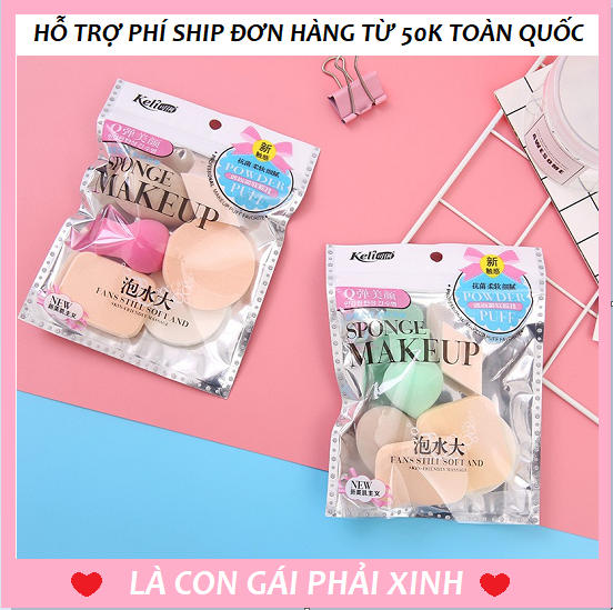 [HCM]Bộ 6 Bông Mút Trang Điểm Keli Sponge Makeup