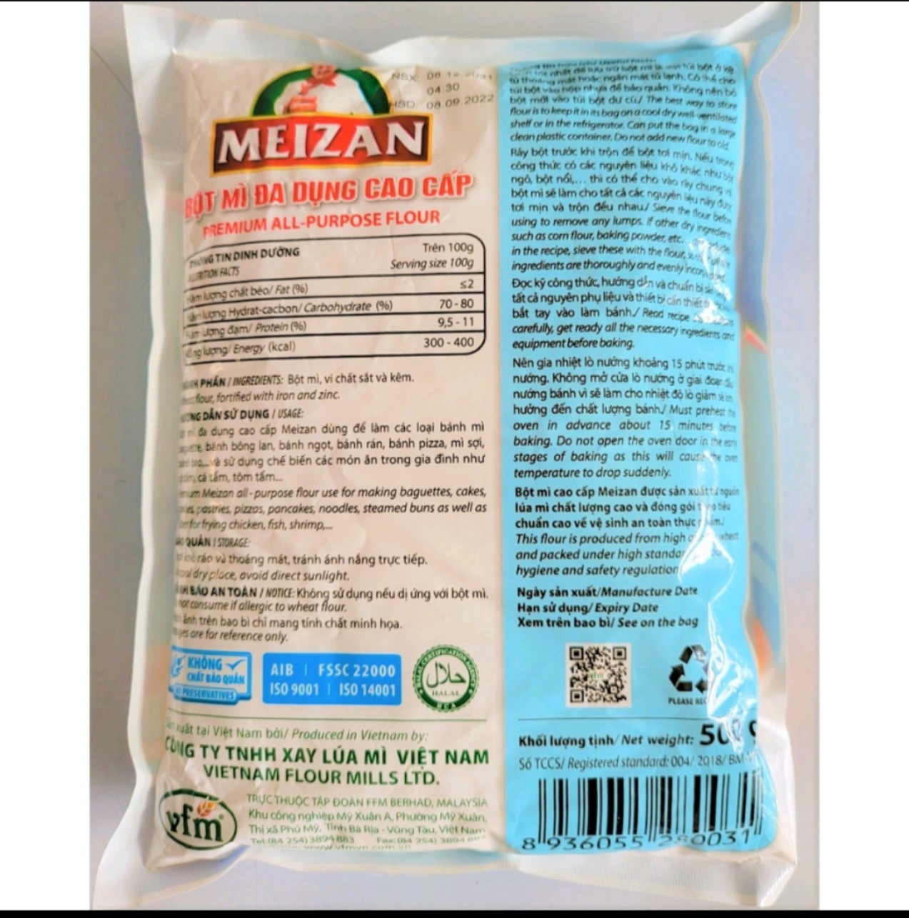 bột mì đa dụng cao cấp Mezan gói 500g