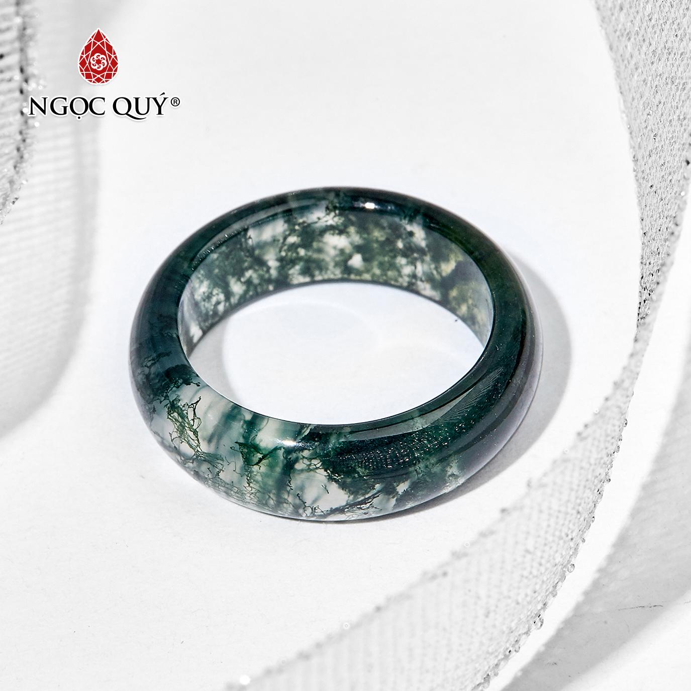 Nhẫn đá băng ngọc thủy tảo đồng điếu nhỏ mệnh hỏa,mộc (màu xanh rêu) - Ngọc Quý Gemstones