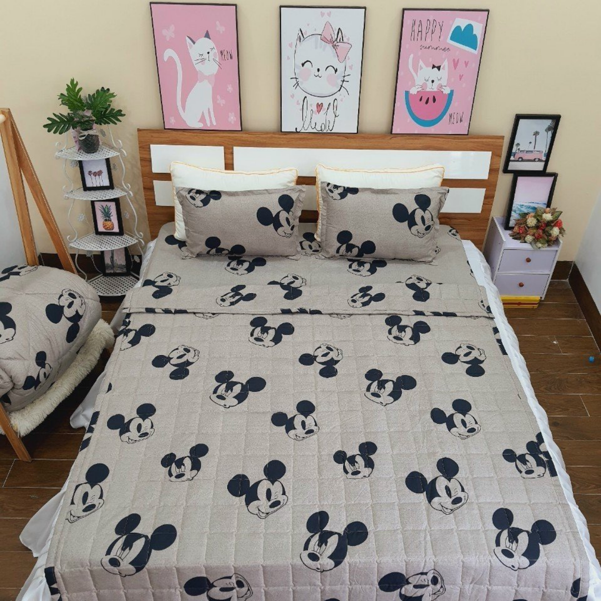 🎁 bộ chăn hè ga gối 1m2 1m6 1m8 2m2 - set 5 món-vải cotton poly mẫu vịt vàng