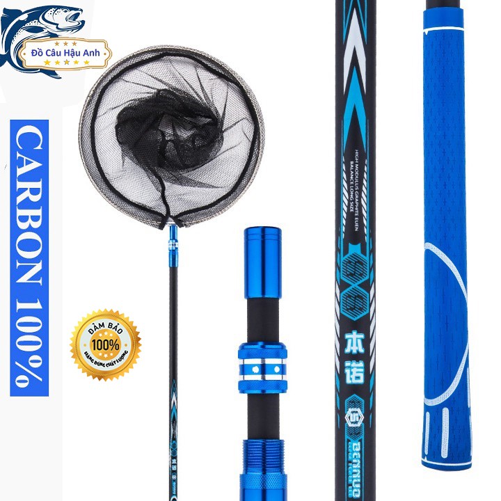 Vợt Cá Carbon Vành Tròn Có thể thu gọn chuyên dụng câu đài  (cam kết đổi trả trong 2 tuần đầu)