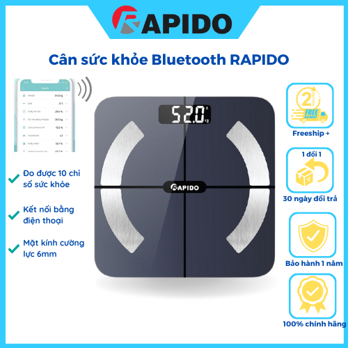 Cân điện tử sức khỏe Rapido RSB02-S kết nối Bluetooth - Hàng chính hãng