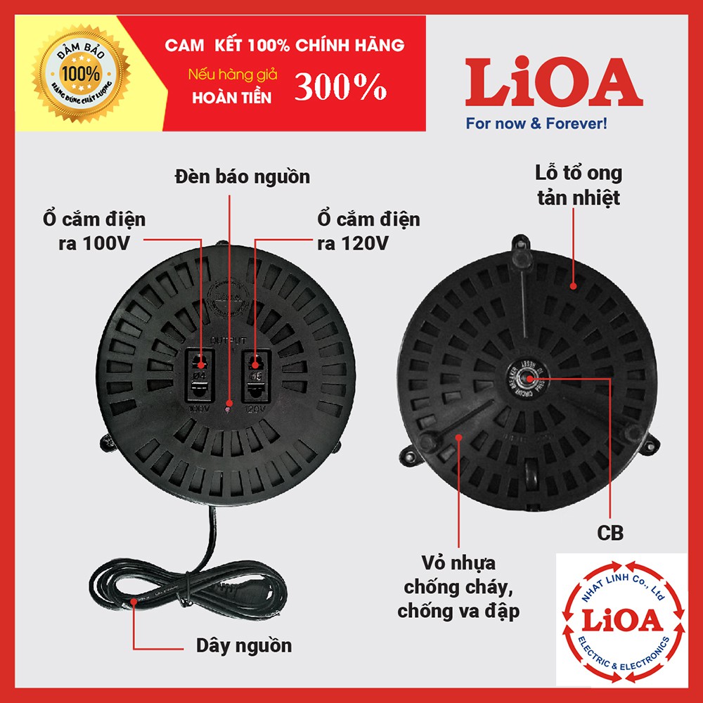 Biến Áp Đổi Nguồn LIOA 1000/1200/1500/2000VA (Nguồn Vào 220V / Nguồn Ra 100-120V)