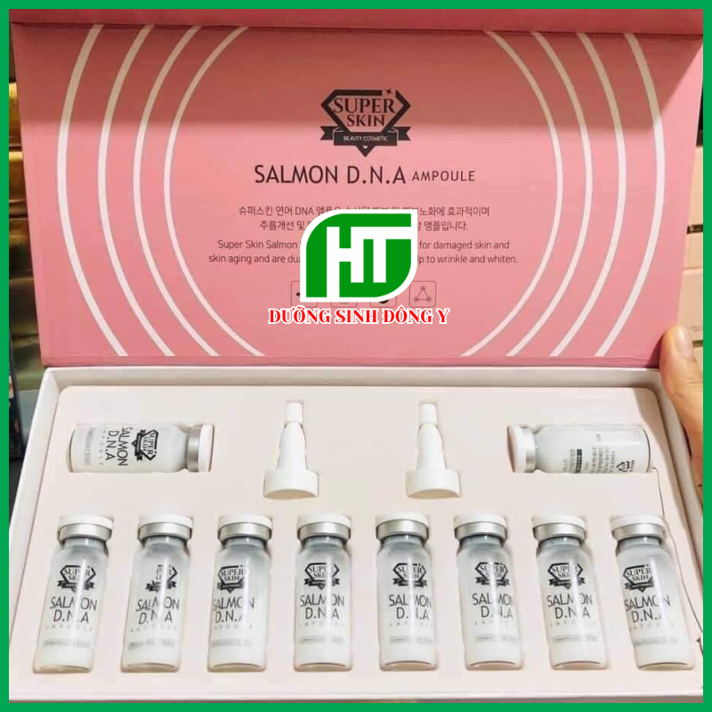 Tế bào gốc cá hồi super skin salmon dna chính hãng dưỡng sáng da, mờ thâm, căng bóng cấp ẩm hộp 10 lọ