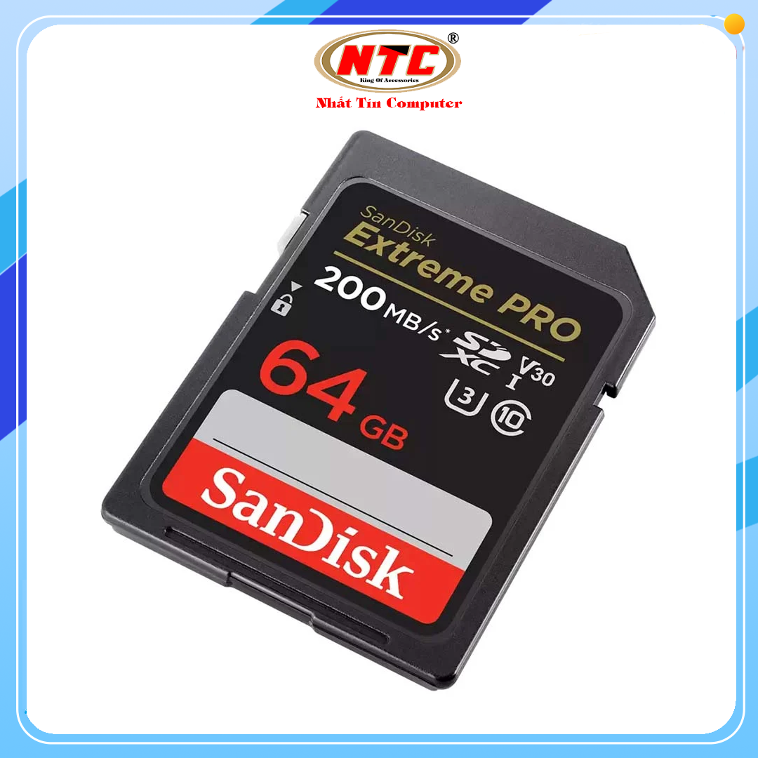 Thẻ nhớ máy ảnh SDXC SanDisk Extreme Pro U3 V30 64GB 200MB/s SDSDXXU-064G-GN4IN (đen)