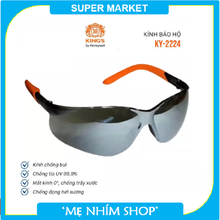Kính bảo hộ thời trang , kính bảo hộ lao động Kings KY2224 tráng bạc, chống xước, chống đọng sương, chống bụi bảo vệ mắt