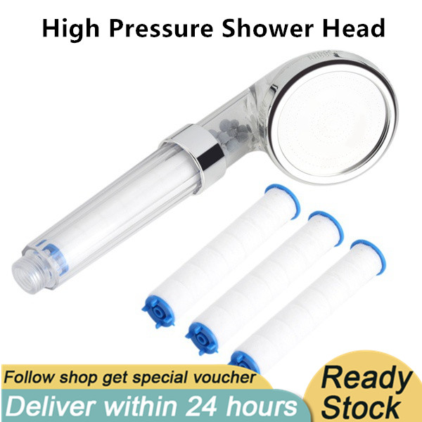 1 Set Negative Ions Bathroom Handheld Shower Water Saving Head Set with 3 Filters High Pressure Portable Shower Head Hand Shower
