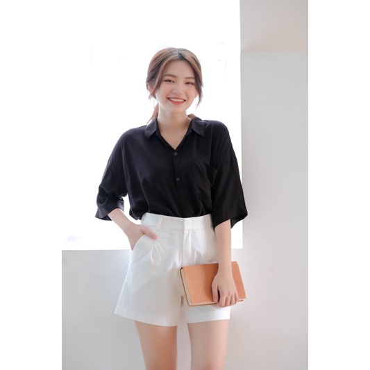 Áo sơmi tay ngắn kate lụa Ellyclothing