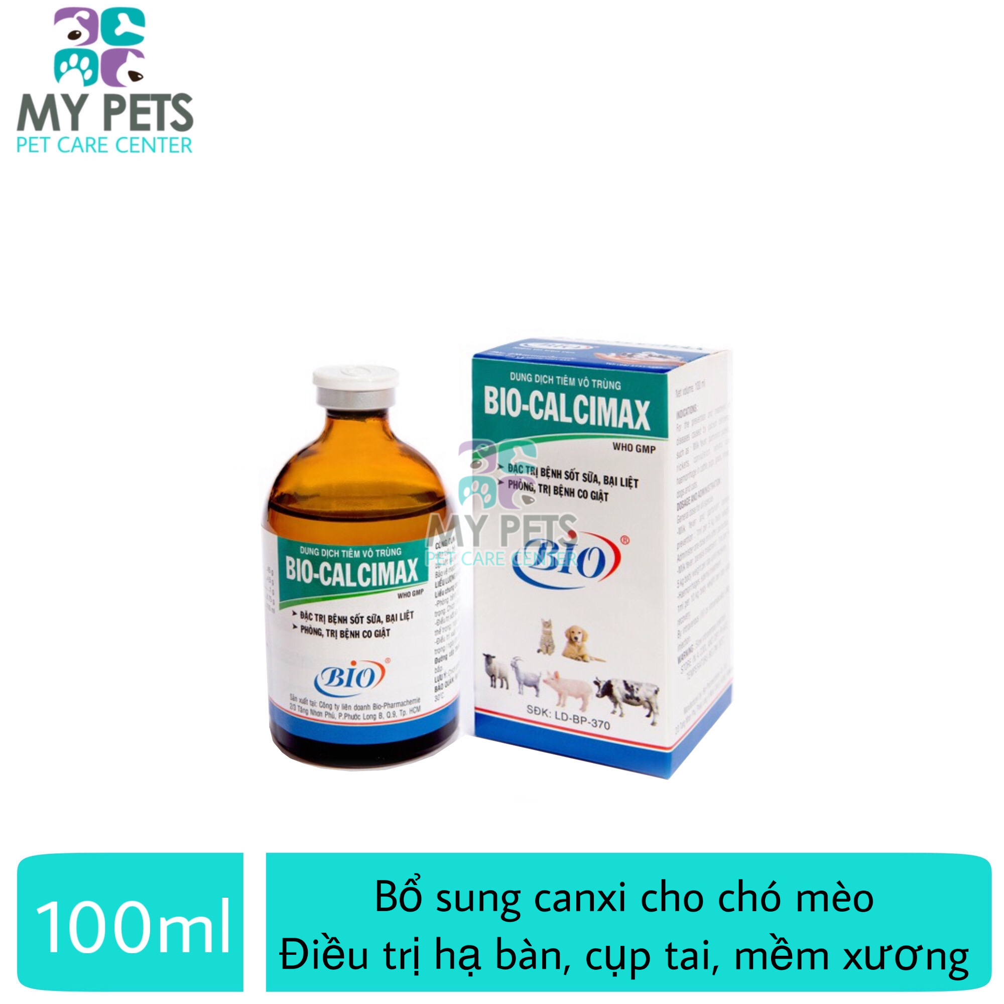 Thuốc tiêm bổ sung canxi cho chó mèo, hạ bàn, cụp tai, mềm xương - Bio Calcimax 100ml