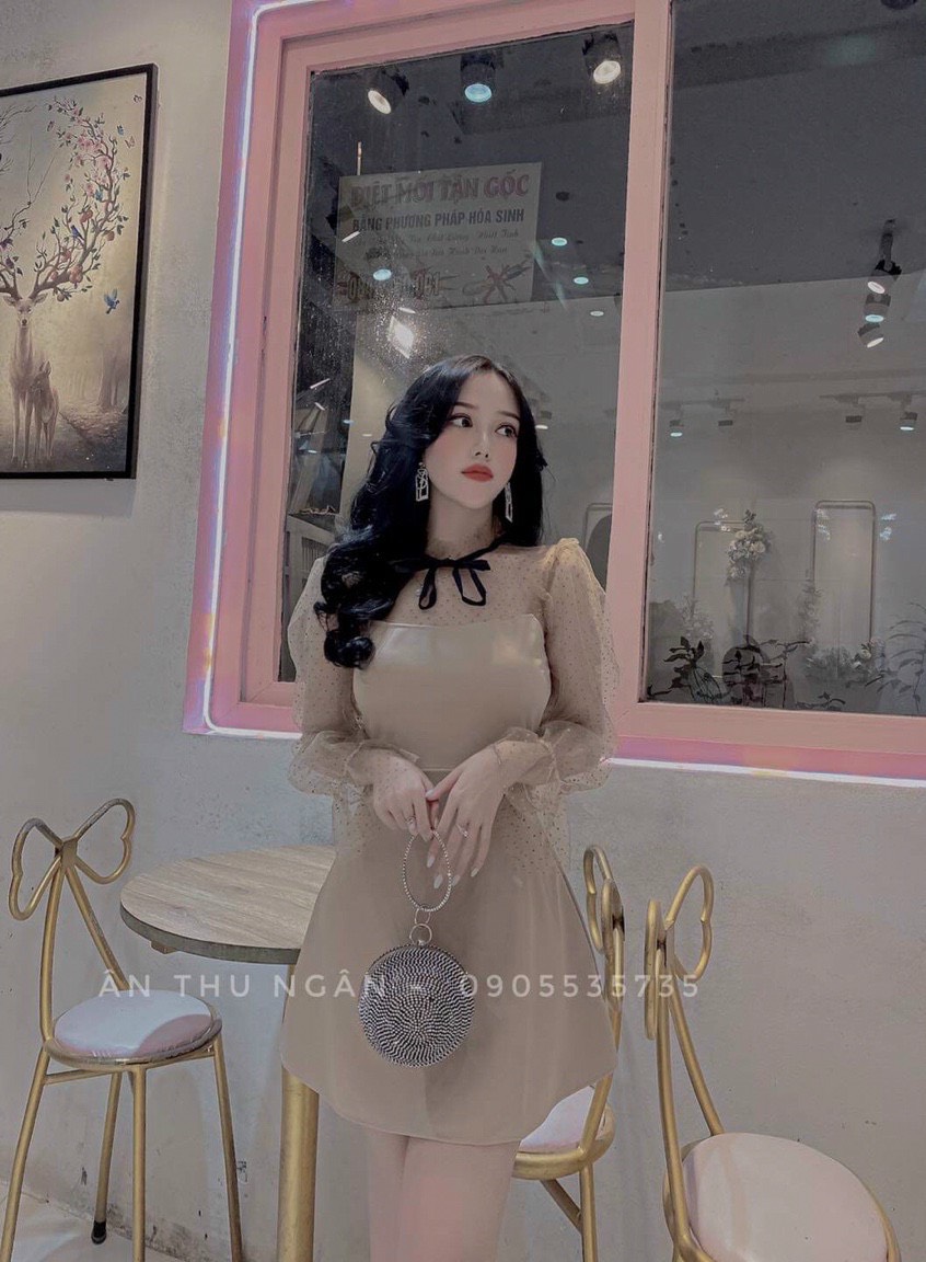 Đầm body phối lưới ren cực quyến rũ TTSA1062