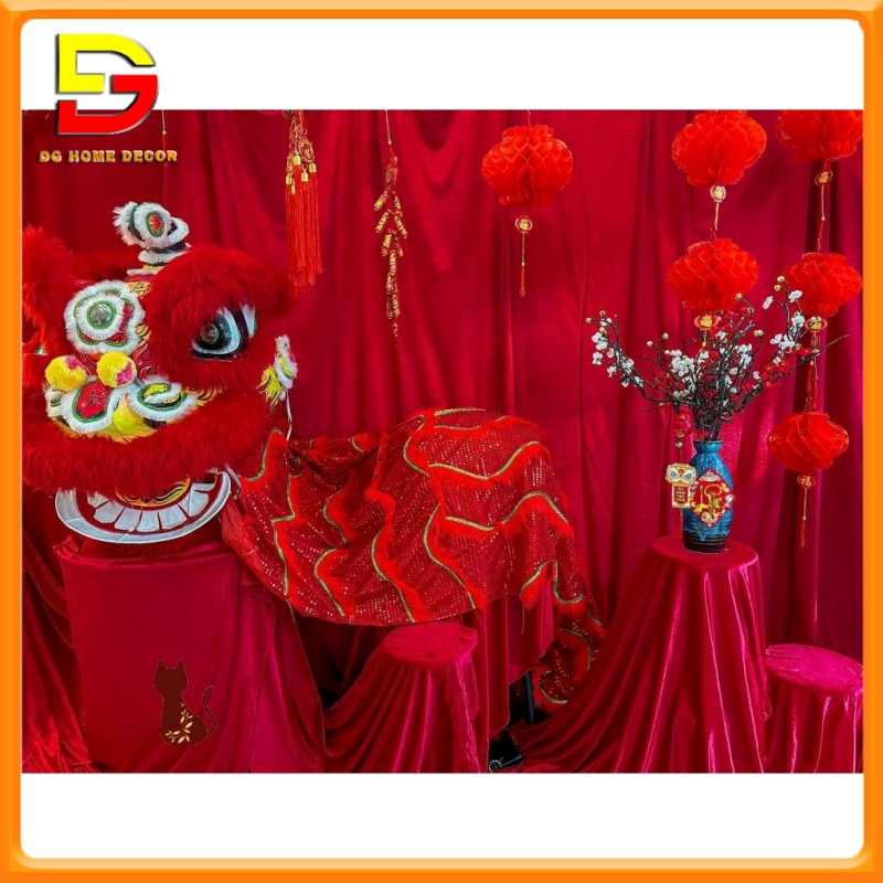 Khăn Trải Bàn Công Phượng Vải Nhung Đỏ Trang Trí Tết Sự Kiện Lễ Hội Độc Đáo DGH-468