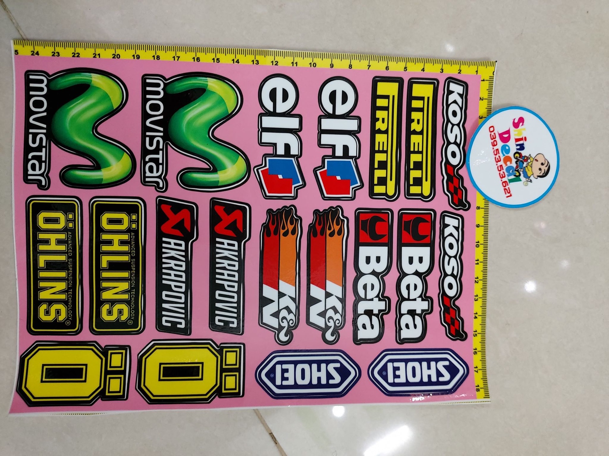 Set tem logo giấy Movistarohlins elf...
