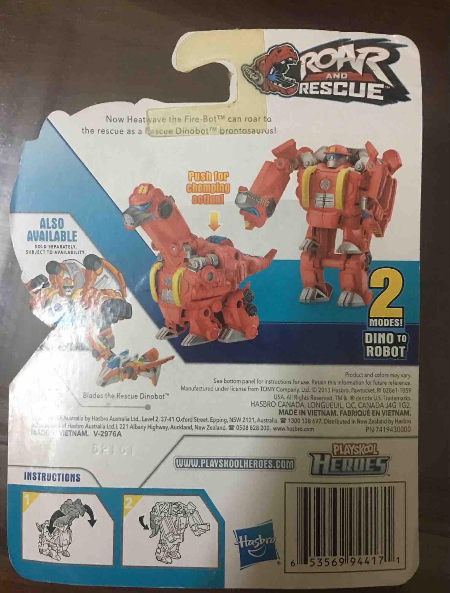 Robot Transformers Playskool Heroes Rescue Bots Chase the Rescue Dinobot (Box)