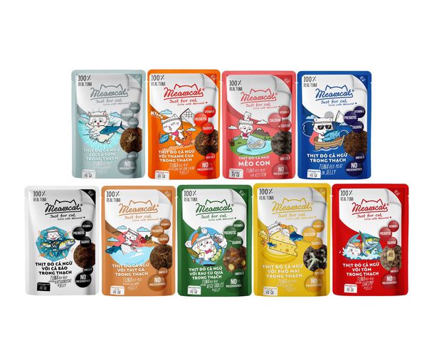 [COMBO 48 GÓI MIX 9 VỊ] Pate Cho Mèo Meowcat Gói 70gr – Nhiều Vị - [Nông Trại Thú Cưng]