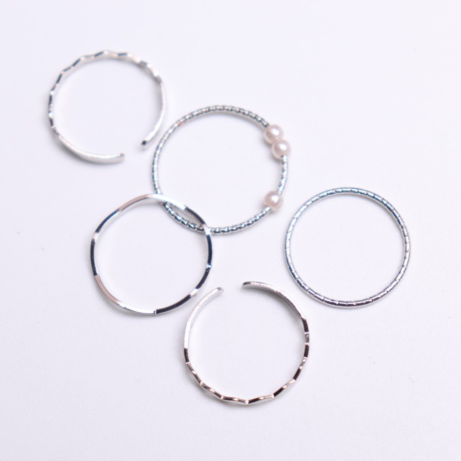 Nhẫn Hàn Quốc Hạt Ngọc 5 Chiếc