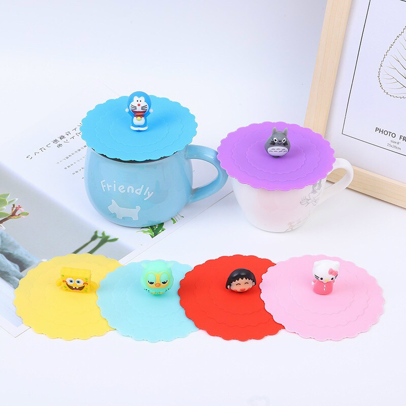 Nắp Đậy Ly Cốc Bằng Silicon Nhiều Hình Cute,