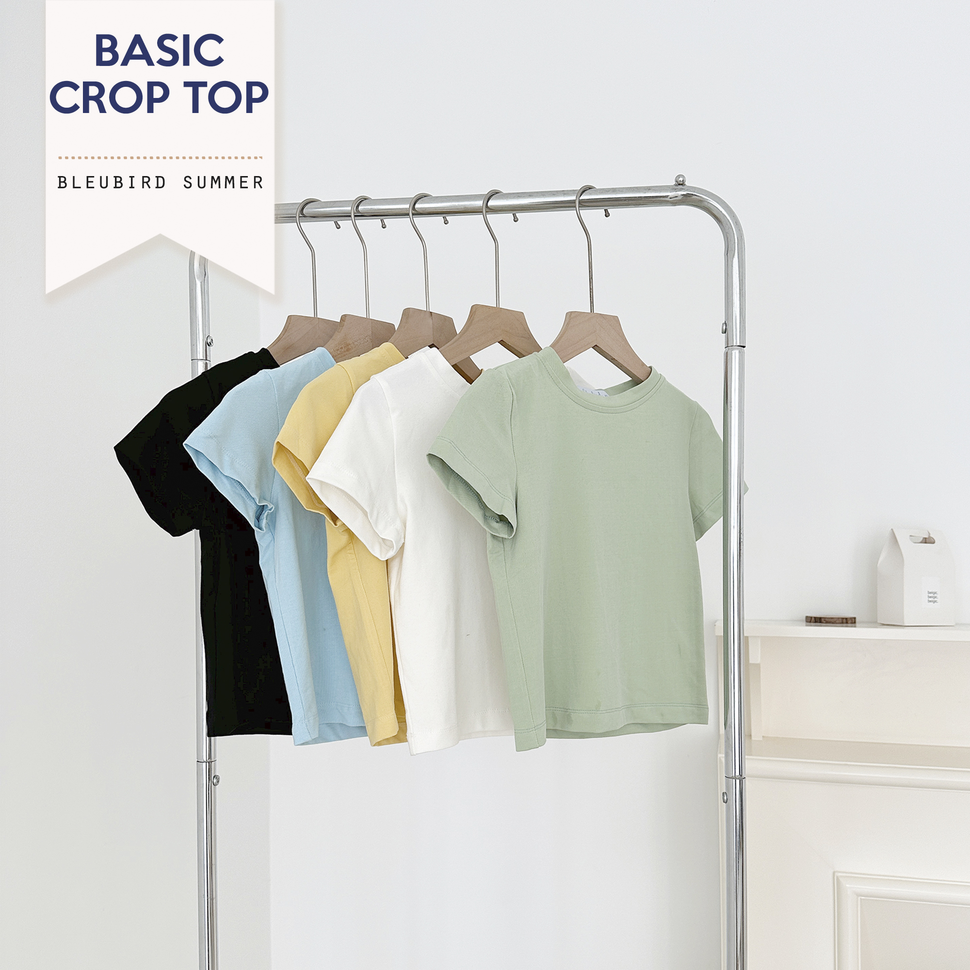 BLEUBIRD Áo Crop Top Thun Tăm Basic Crop Top