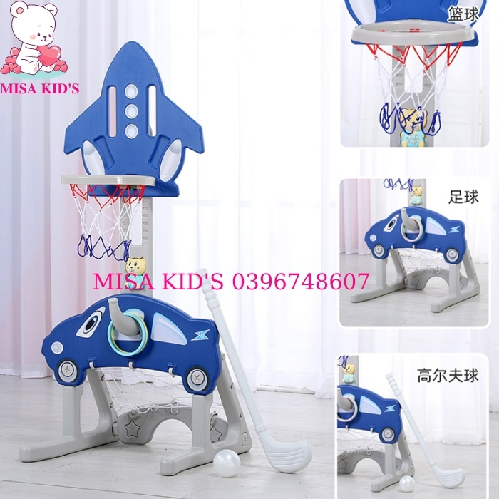 (TẶNG KÈM BÓNG VÀ GẤU) BỘ CẦU GÔN BÓNG RỔ LIÊN HOÀN 4IN1 (hàng có sẵn)