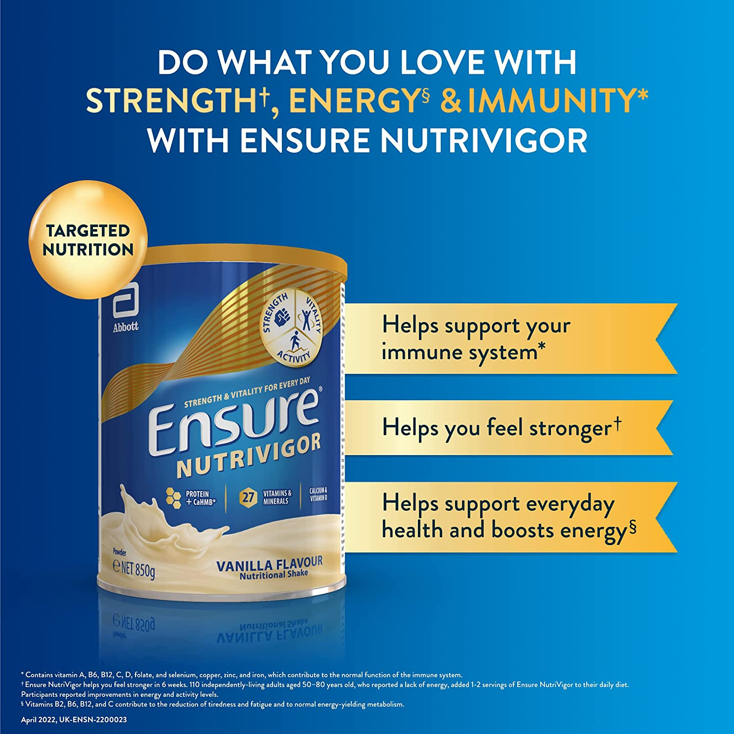 SỮA BỘT ENSURE NUTRIVIGOR SHAKE VANILLA 400G - ANH [Date 6.2025]